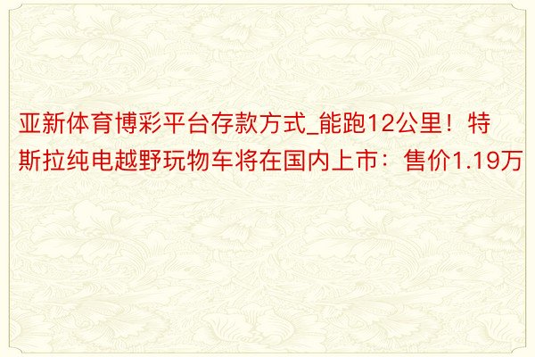 亚新体育博彩平台存款方式_能跑12公里！特斯拉纯电越野玩物车将在国内上市：售价1.19万