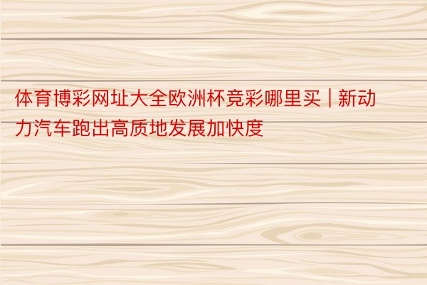 体育博彩网址大全欧洲杯竞彩哪里买 | 新动力汽车跑出高质地发展加快度