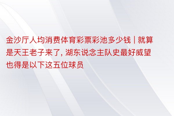 金沙厅人均消费体育彩票彩池多少钱 | 就算是天王老子来了, 湖东说念主队史最好威望也得是以下这五位球员