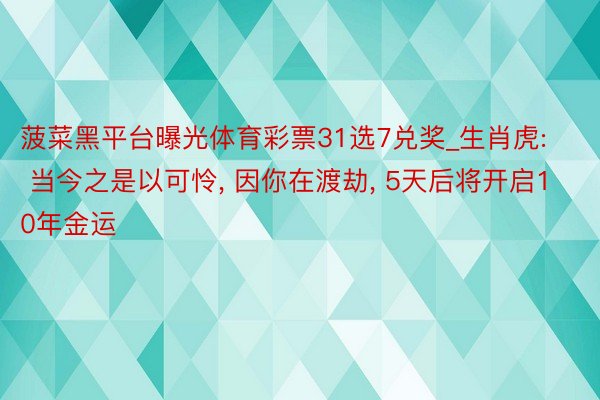 菠菜黑平台曝光体育彩票31选7兑奖_生肖虎: 当今之是以可怜, 因你在渡劫, 5天后将开启10年金运