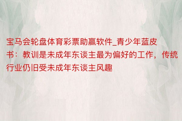 宝马会轮盘体育彩票助赢软件_青少年蓝皮书：教训是未成年东谈主最为偏好的工作，传统行业仍旧受未成年东谈主风趣