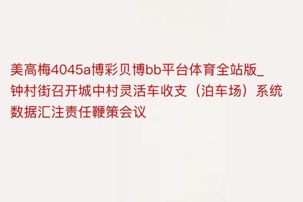 美高梅4045a博彩贝博bb平台体育全站版_钟村街召开城中村灵活车收支（泊车场）系统数据汇注责任鞭策会议